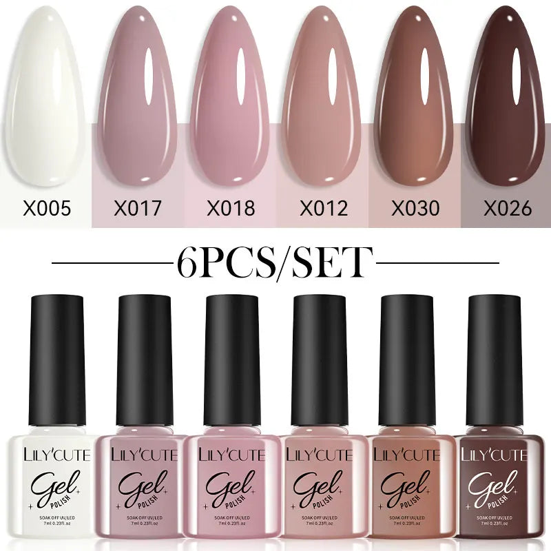 LILYCUTE Nail Gel Polish Set Pink Green Spring DIY Nail Art Design Long Lasting Soak Off UV Gel Manicure Painting Gel Vernis Kit