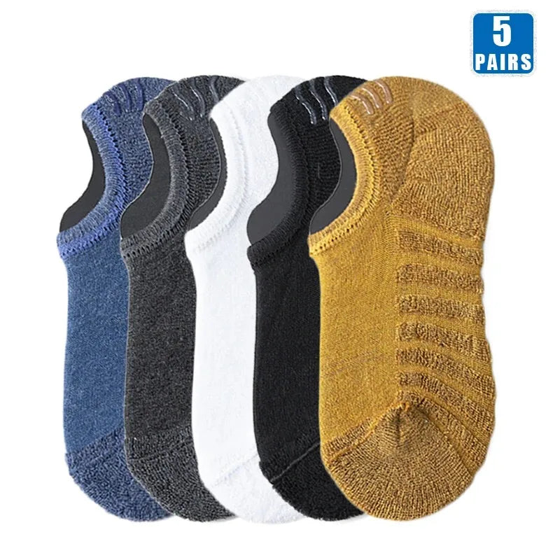 5 Pairs Men's Cotton Short Socks High Quality Crew Ankle Casual Soft Non-Slip Breathable Low-Cut Summer Autumn Socks for Men