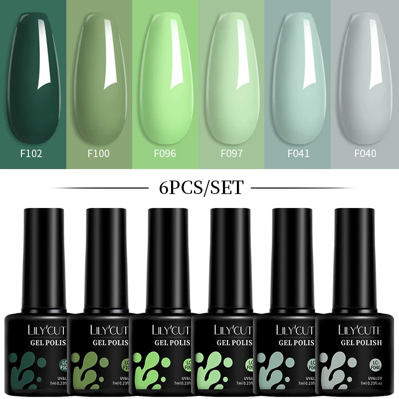 LILYCUTE 7ML 6PCS Neon Gel Nail Polish Set fluorescent Series Color Changing Semi Permanent Soak Off Manicure kit Nail Art Gel