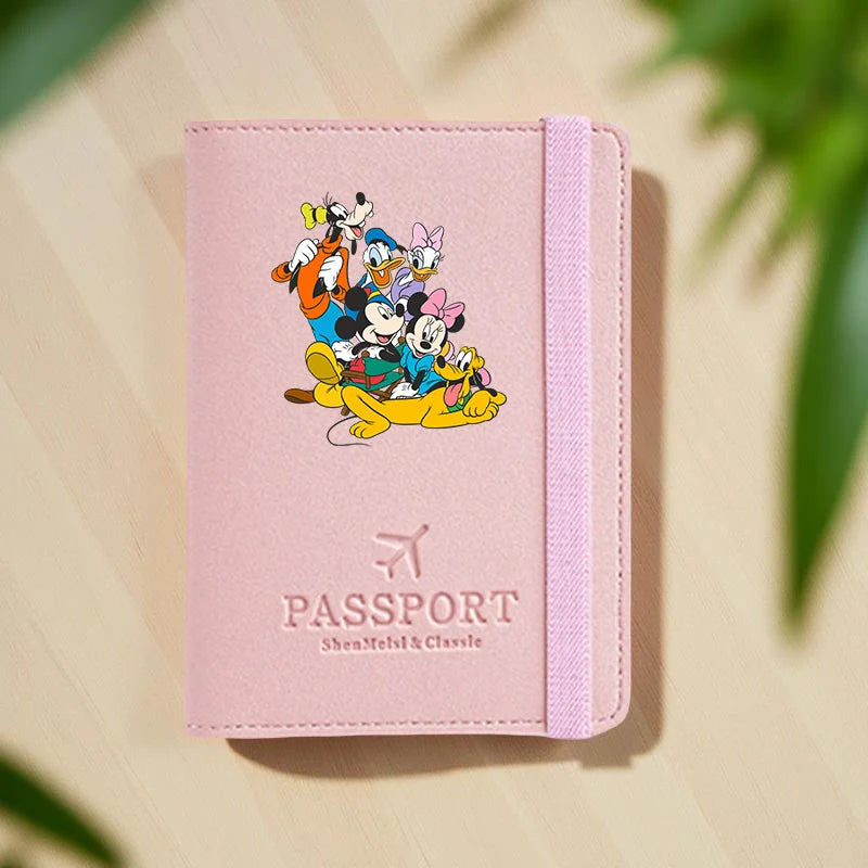 Mickey and Minnie Passport Wallet, Passport Holder, Travel Card Holders with Drawstring Closure for Holiday Use & Travel Commute Image principale du produit