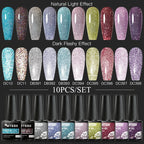 10/12PCS/SET Cat Magnetic Gel Nail Polish Set 9D Reflective Glitter Gel Semi Permanent UV Gel Soak Off Sparkling Nail Art Kits