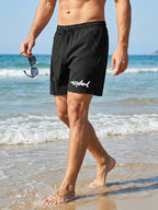 Shark Graphic Men's Board Shorts Summer Casual Beach Shorts with Mesh Liner Zipper Pockets Quick Dry Swim Trunks Bathing Suit