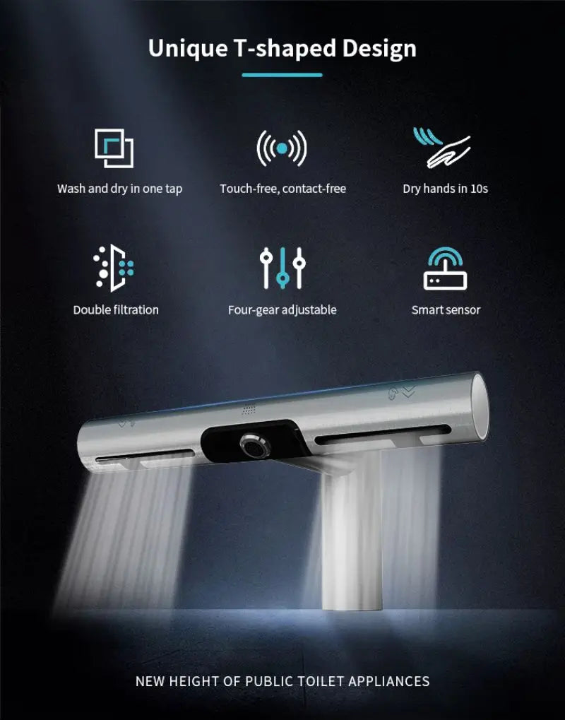 AIKE 2-in-1 Automatic Sensor Tap Hand Dryer Stainless Steel Integrated Basin Faucet High Speed Air Hand Drying Device AK7120