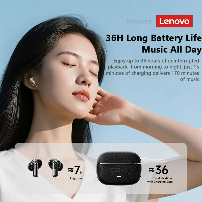 Choice Lenovo LE208 Wireless Leather Earphones Bluetooth 6.0 ENC Earphones Noise Reduction Headphone Low Latency Gaming Headset