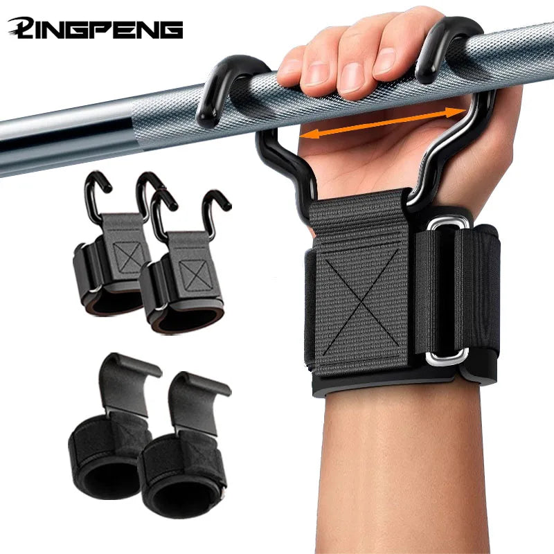 Weight Lifting Hook Grips With Wrist Wraps Hand-Bar Wrist Strap Gym Fitness Hook Weight Strap Pull-Ups Power Lifting Gloves Image principale du produit