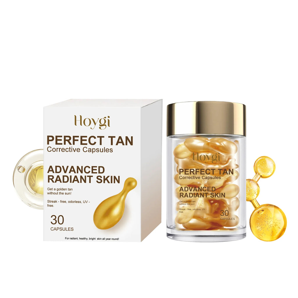 Portable Tanning Capsule Accelerate Natural Bronze Tan Moisturizing & Soothing Even Skin Tone Sunless Self-Tanning Serum