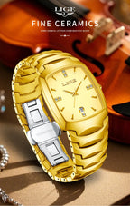 LIGE Fashion Luxury Woman Watch Simple Elegant Stainless Steel Casual Quartz Watches for Women Calendar Ladies Romantic Gift New