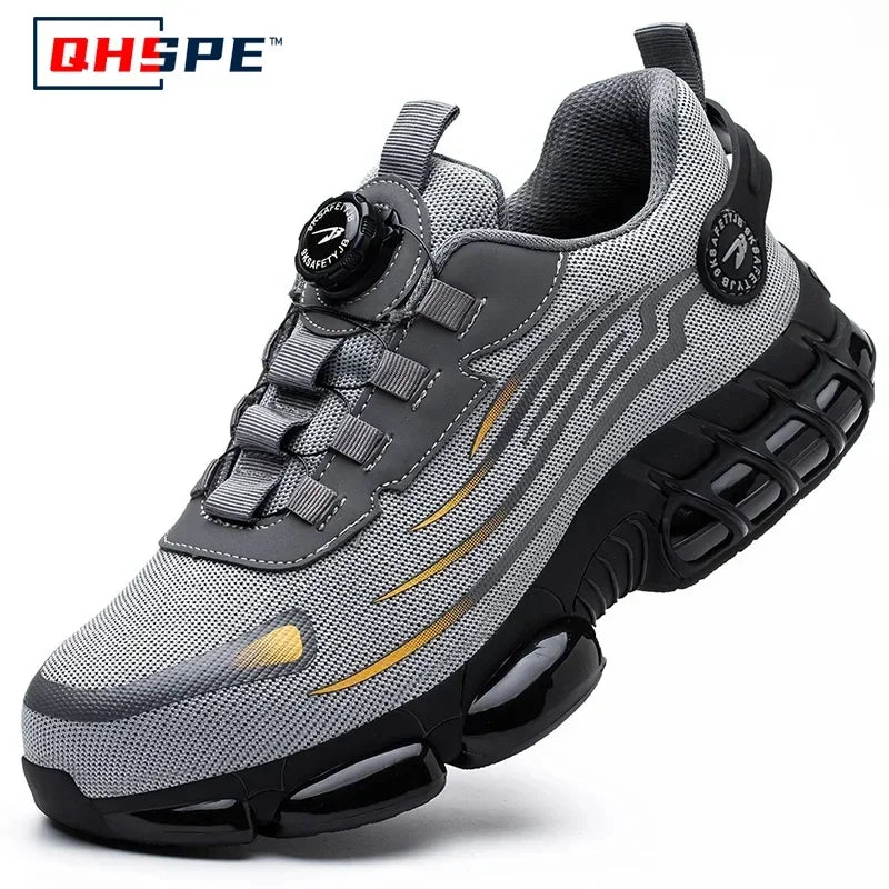 Men's Safety Shoes Protection And Elastic Safety Boots Fashionable Casual Shoes Breathable Odor Protection Men's Work Shoes