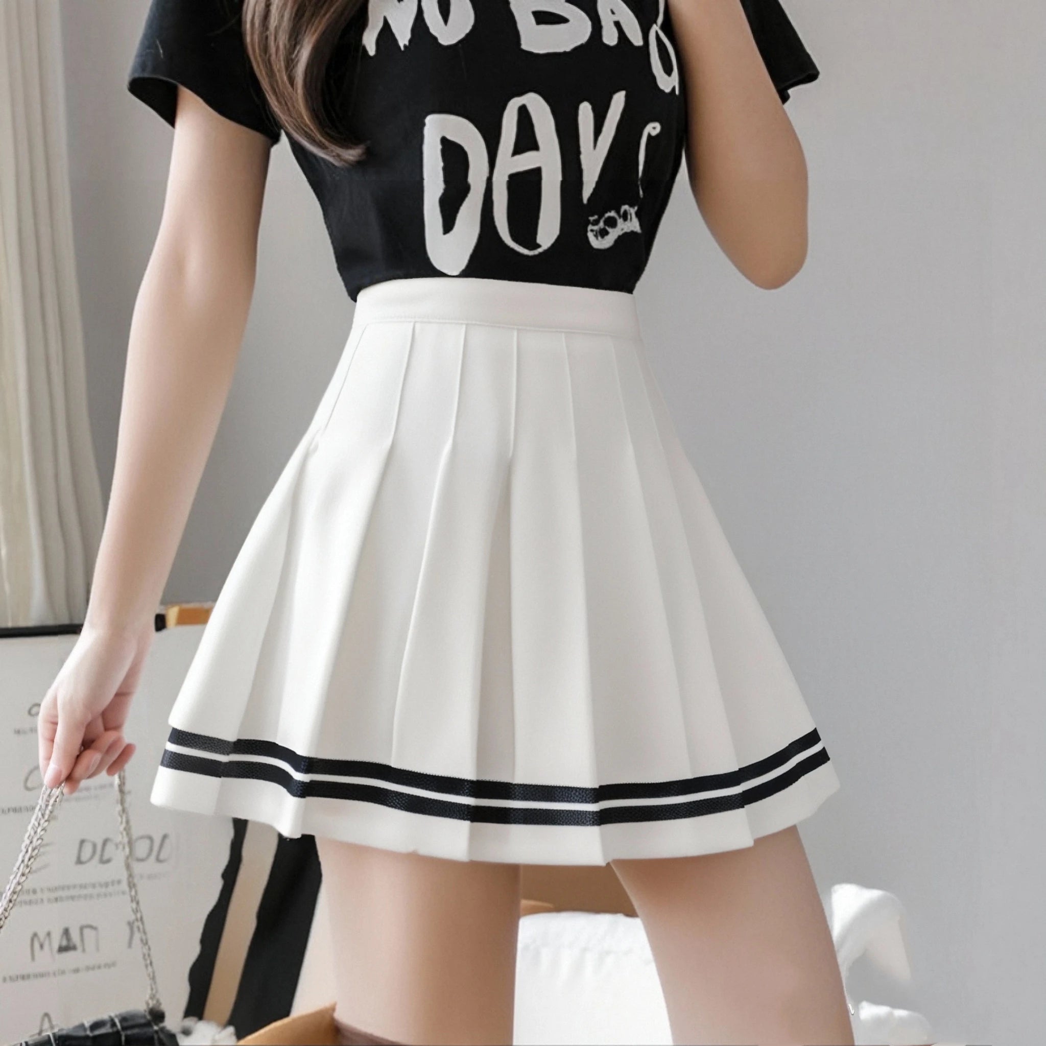 Vintage Korean Style Patchwork Skirt Harajuku JK Black Pleated Skirts Gothic Streetwear High Waist Mini Skirt Women Punk Skirt