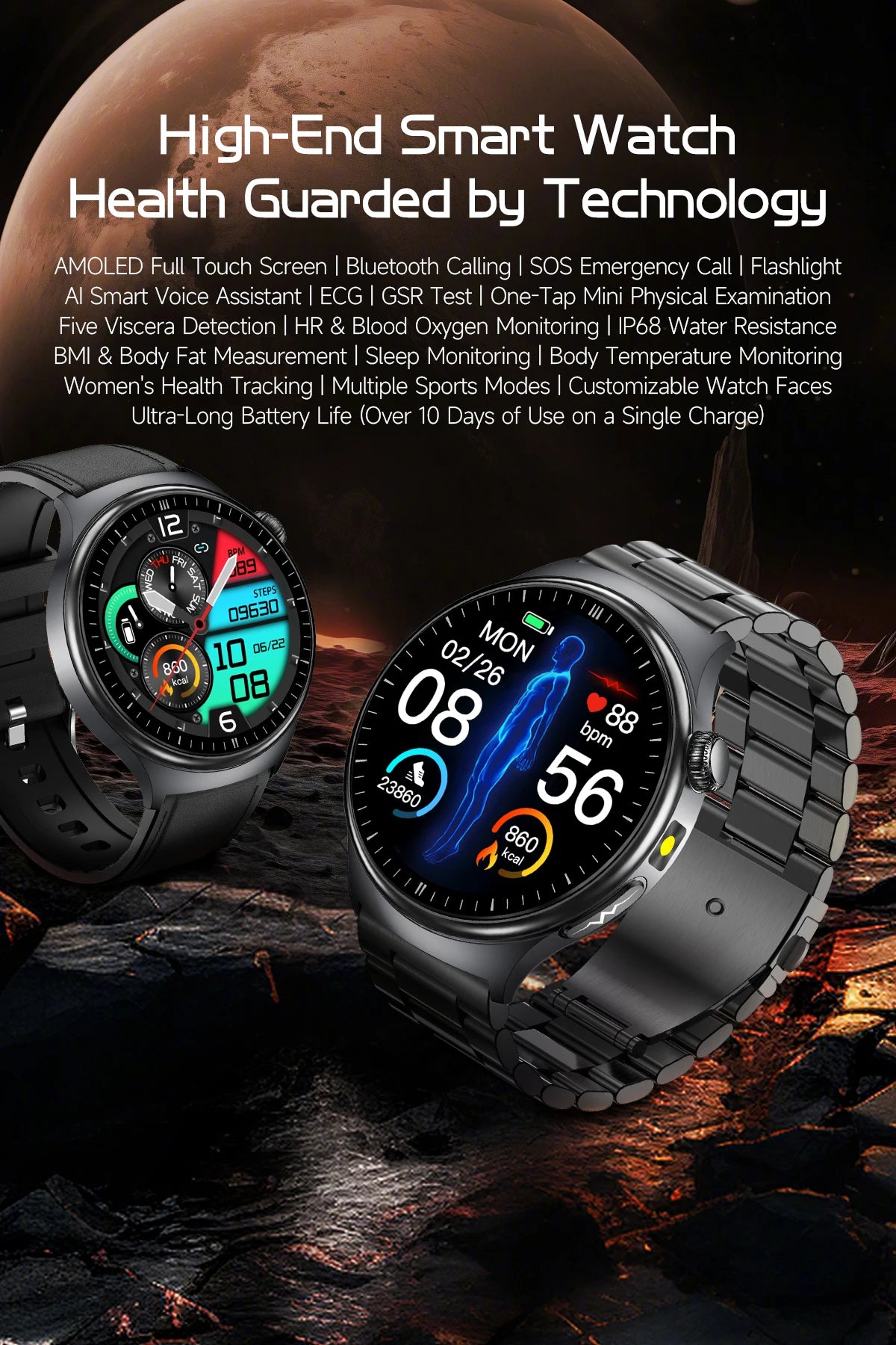 2026 New Accurate Body Health analysis Smart Watch Men ECG Blood lipids Uric acid Blood Pressure Body Fat Voice Call Smartwatch