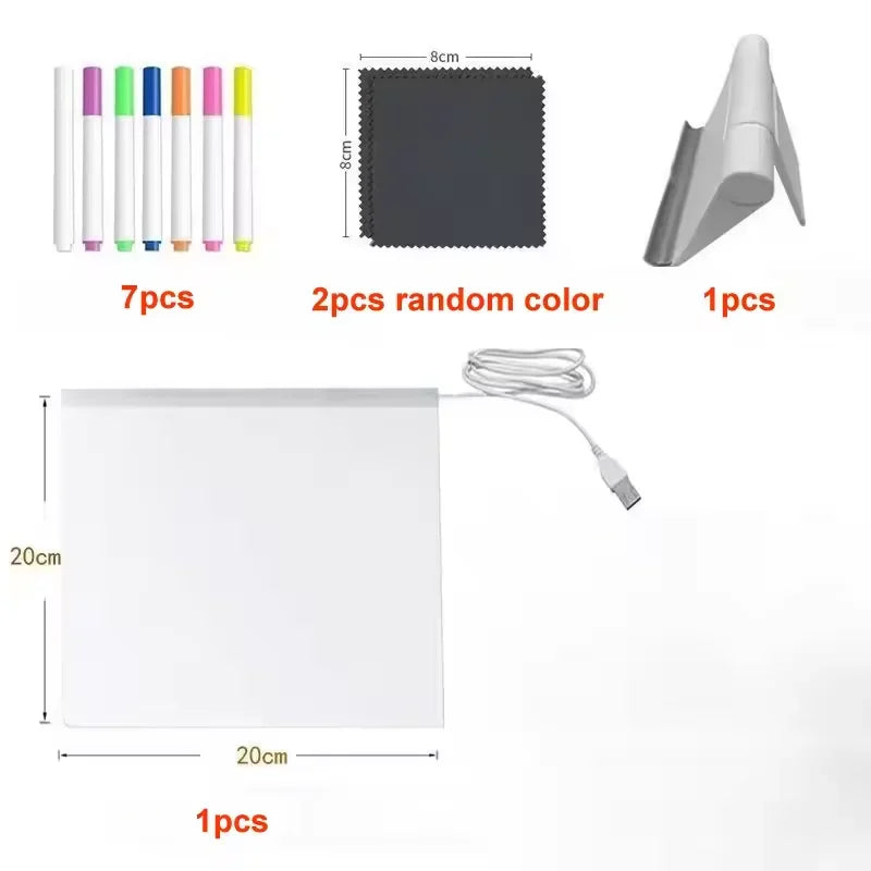 Attached With 7 Colorful Pens Light Up Acrylic Message Board Rewritable DIY Children's Glowing Drawing Board Message Lamp 2026