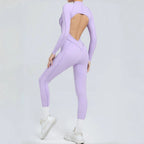 Women's Yoga Jumpsuit Hip Lift Sports Fitness Removable Padding Backless Zipper Leggings One-Piece Running Workout Gym Jumpsuit