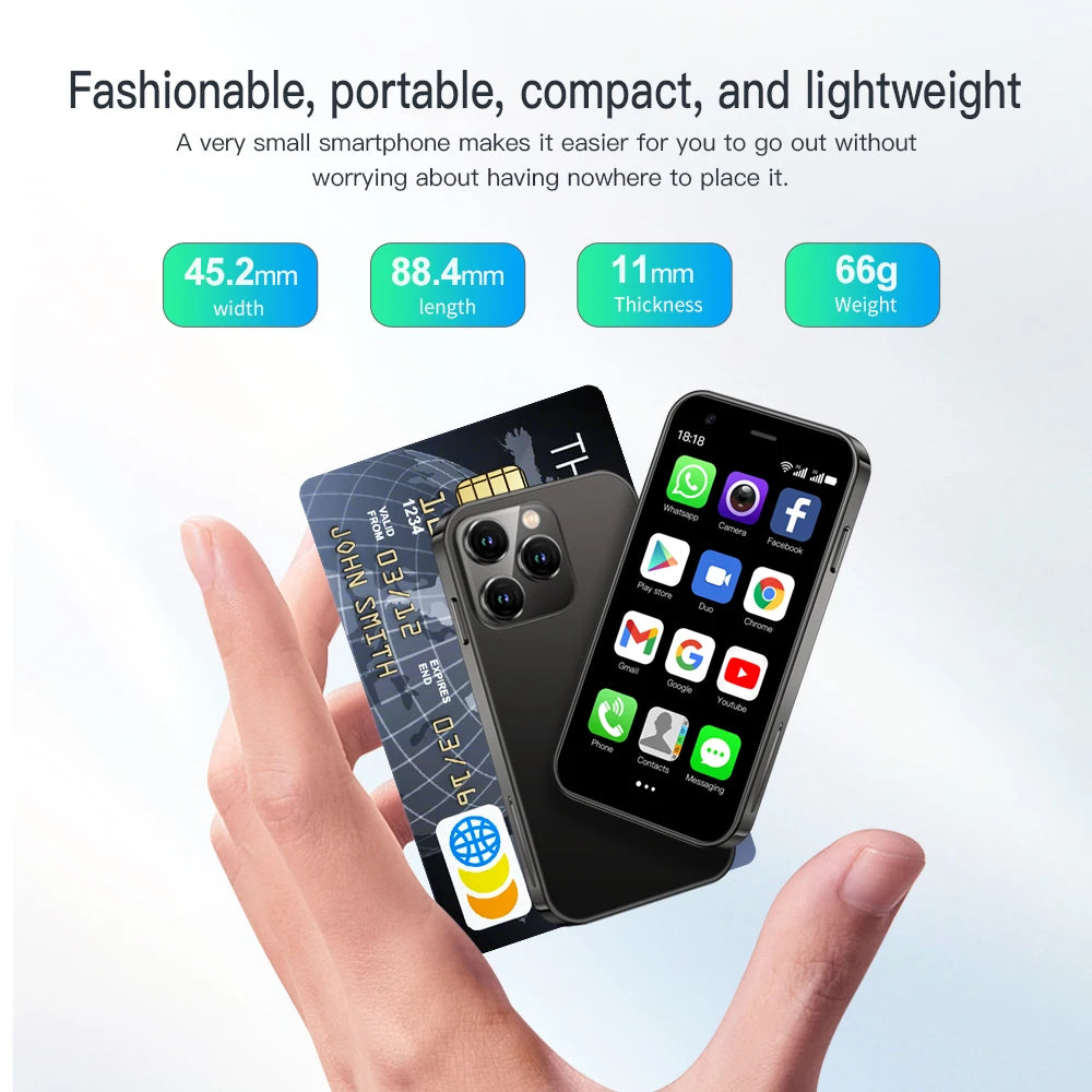 SERVO 15SE Mini Smartphone 3G WCDMA WiFi Hotspot Android OS Play Store WhatsAPP 2GB+16GB 2 SIM Card 3.0" Super Small Smart Phone
