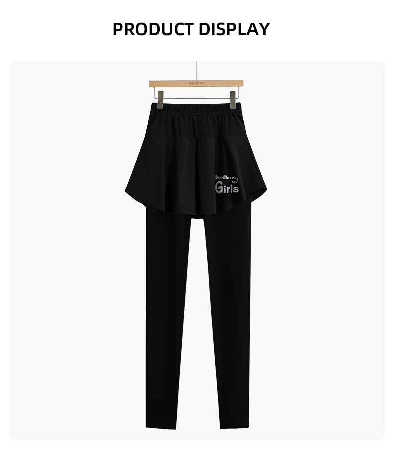 DRUR Women's 2-in-1 Sports Skirt Pants Pocket High Waist Yoga Women’s Sports Leggings Gym Running Tennis  Yoga Pants Y2K