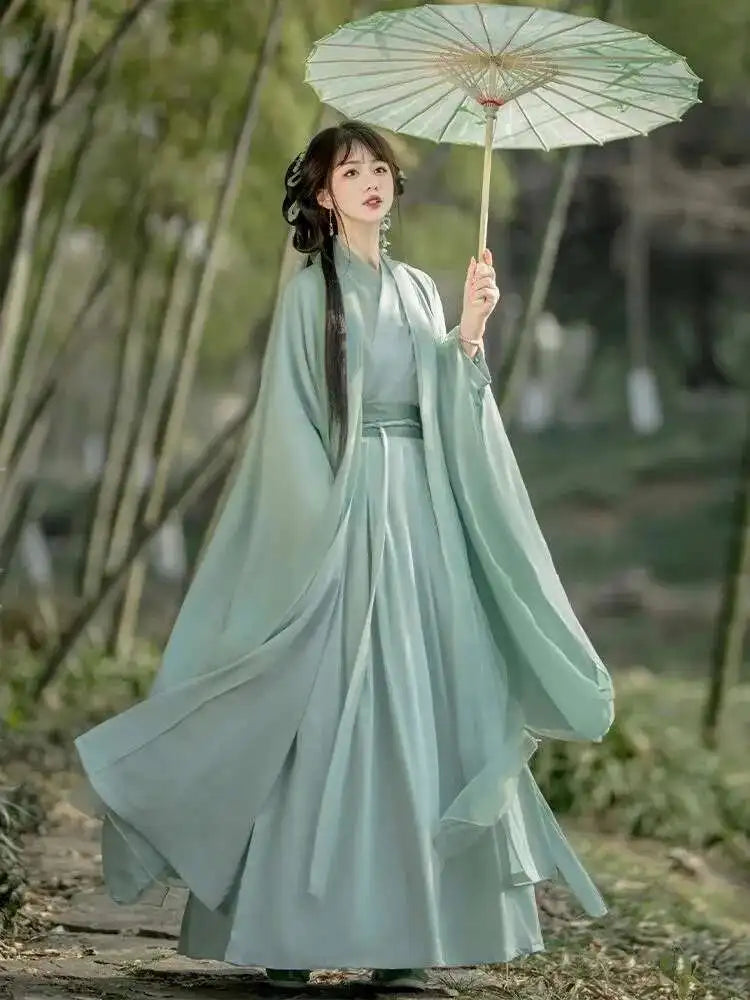 China Traditional Hanfu Women Evening Dresses Elegant Fairy Skirt Loose Big Sleeves Elegant Dress Banquet Dance Clothes Spring