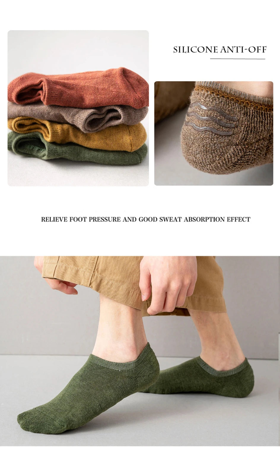 5 Pairs Men's Cotton Short Socks High Quality Crew Ankle Casual Soft Non-Slip Breathable Low-Cut Summer Autumn Socks for Men