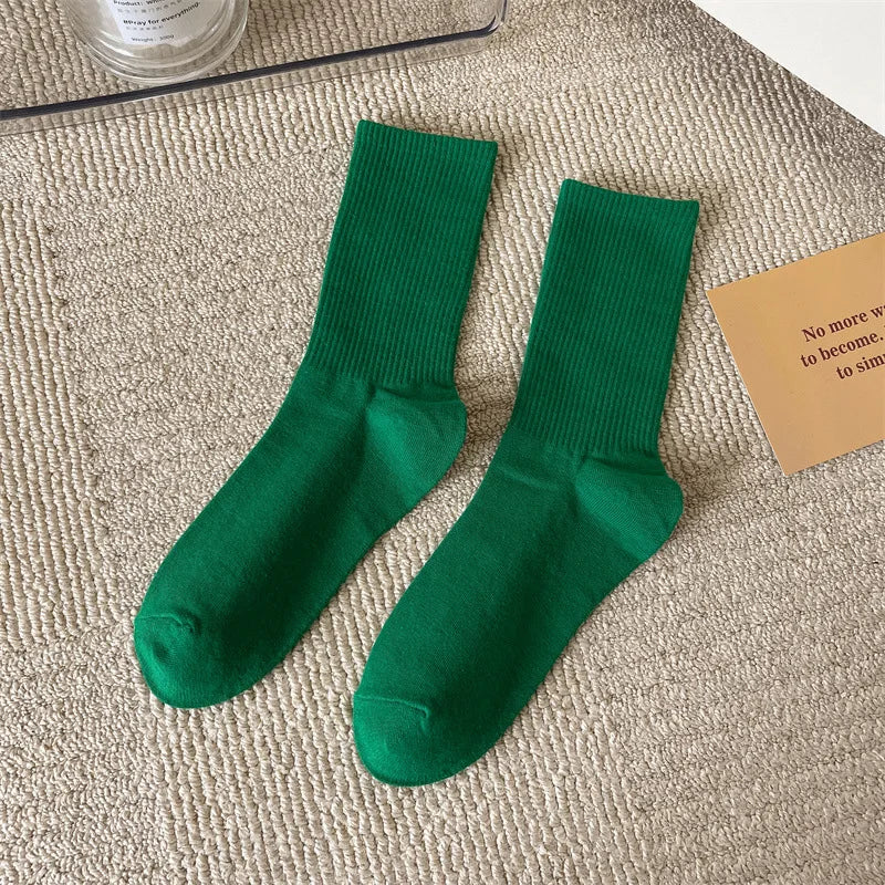 33 Colors Summer Cotton Soft Socks Happy Colorful Women's Mid-tube Stocking Fashion Trend Red Green Ankle Sox Autumn Hosiery