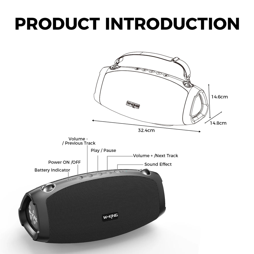 W-KING (120W PEAK)70W Portable Loud Bluetooth Speakers with Wireless Microphone,  Waterproof Outdoor Wireless Bluetooth