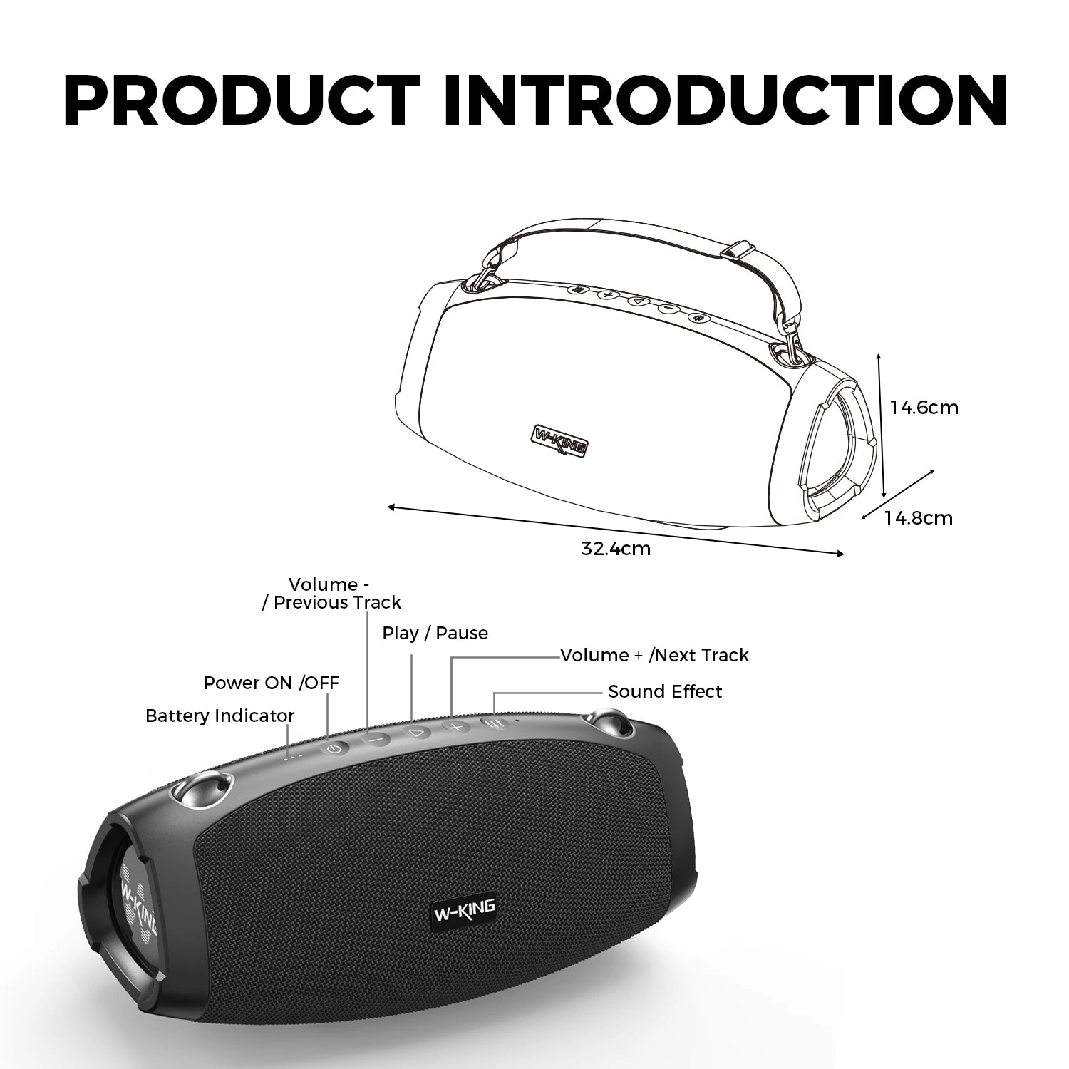 W-KING (120W PEAK)70W Portable Loud Bluetooth Speakers with Wireless Microphone,  Waterproof Outdoor Wireless Bluetooth