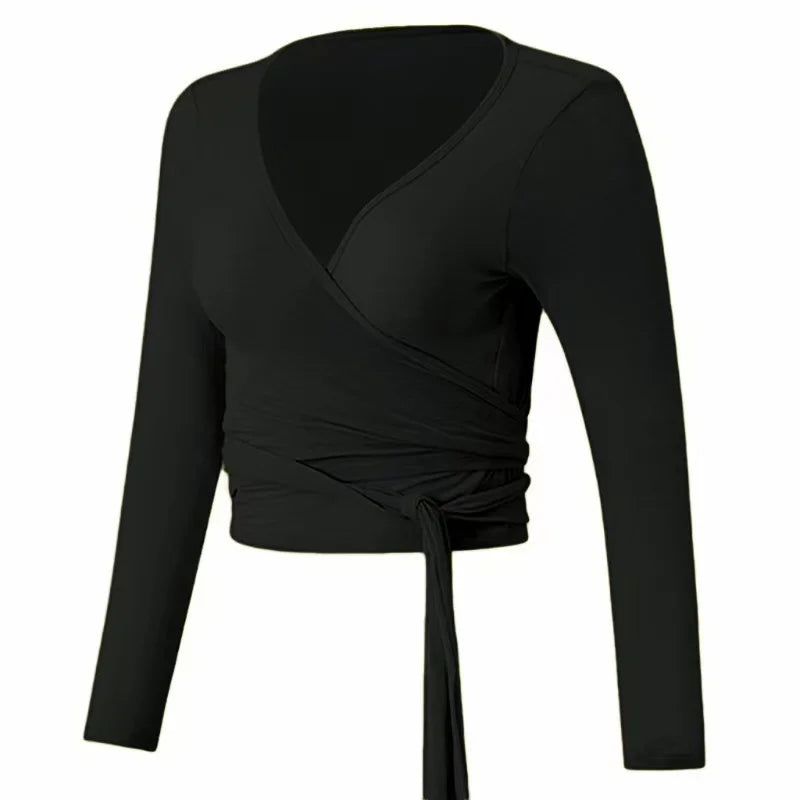 Yoga Clothing Cover-up for Women with Cross Straps, Slim Fit Sports Top, Fitness Long-sleeved and Beautiful Pilates Clothing