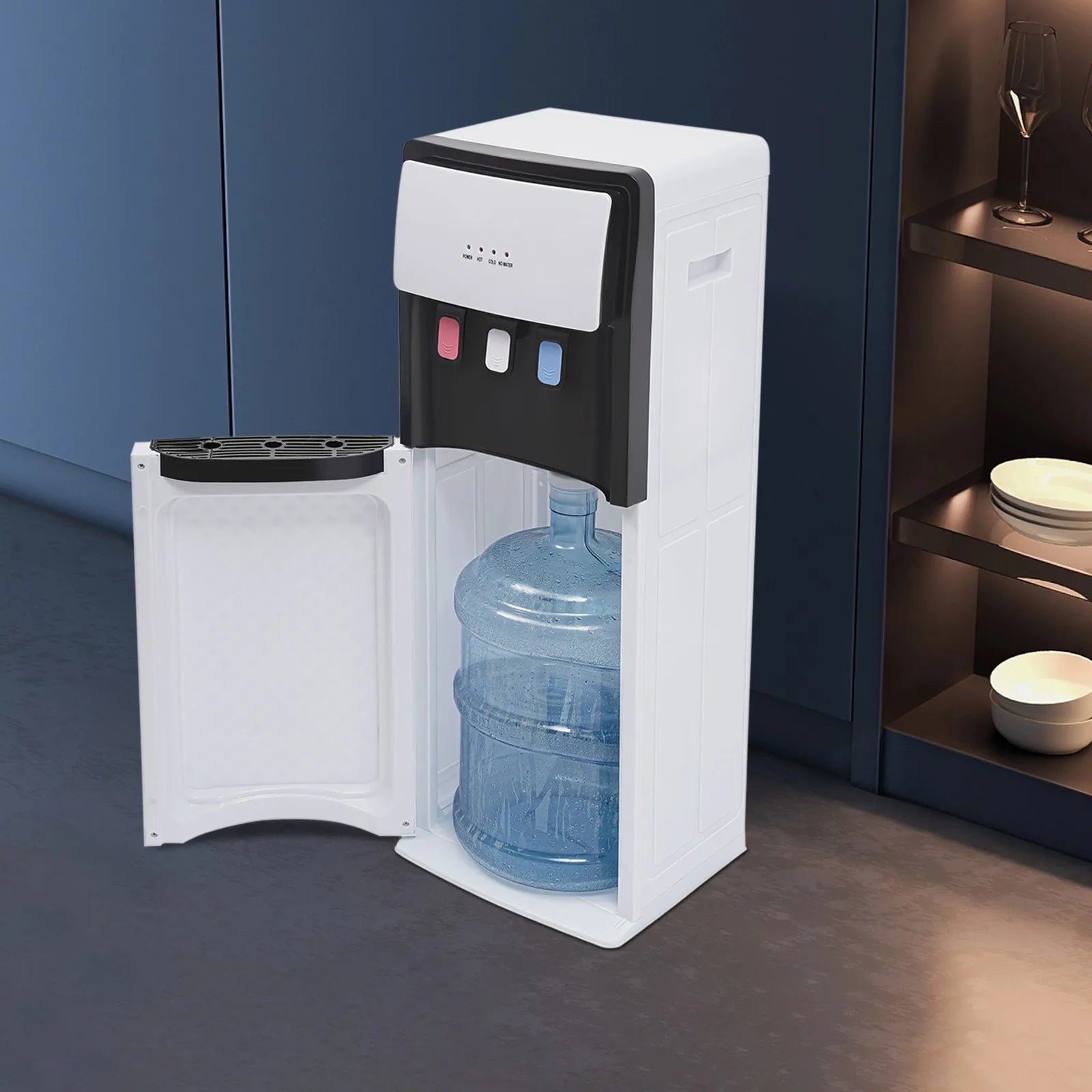 Modern White Bottom Loading Water Dispenser Hot/Cold Water Cooler Dispenser with Anti-Scalding Design for Offices Homes Gyms