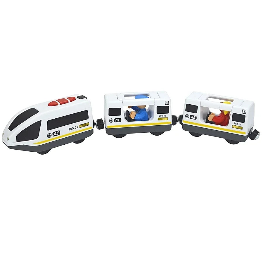 Wooden Locomotive Magnetic Electric Car Train Toys Fit Biro Wooden Diecast Slot Train Track Railway Educational Toys For Kids