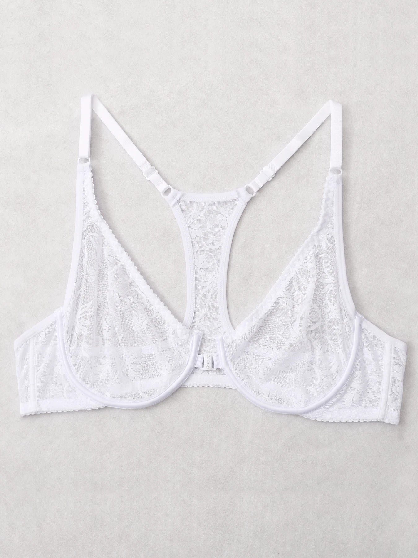 Front Button Women's Bra Lace Sheers Unpadded Sexy Lingerie BH Tops Flower knitting Brassiere Underwire Underwear Plus Size Bras