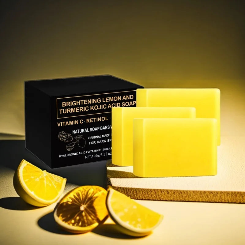 3pcs*100g Curcuma Soap Ginger Handmade Soap Essential Oil Soap Turmeric Soap Lemon Turmeric Curcuma Soap Papaya Soap Soap Handma