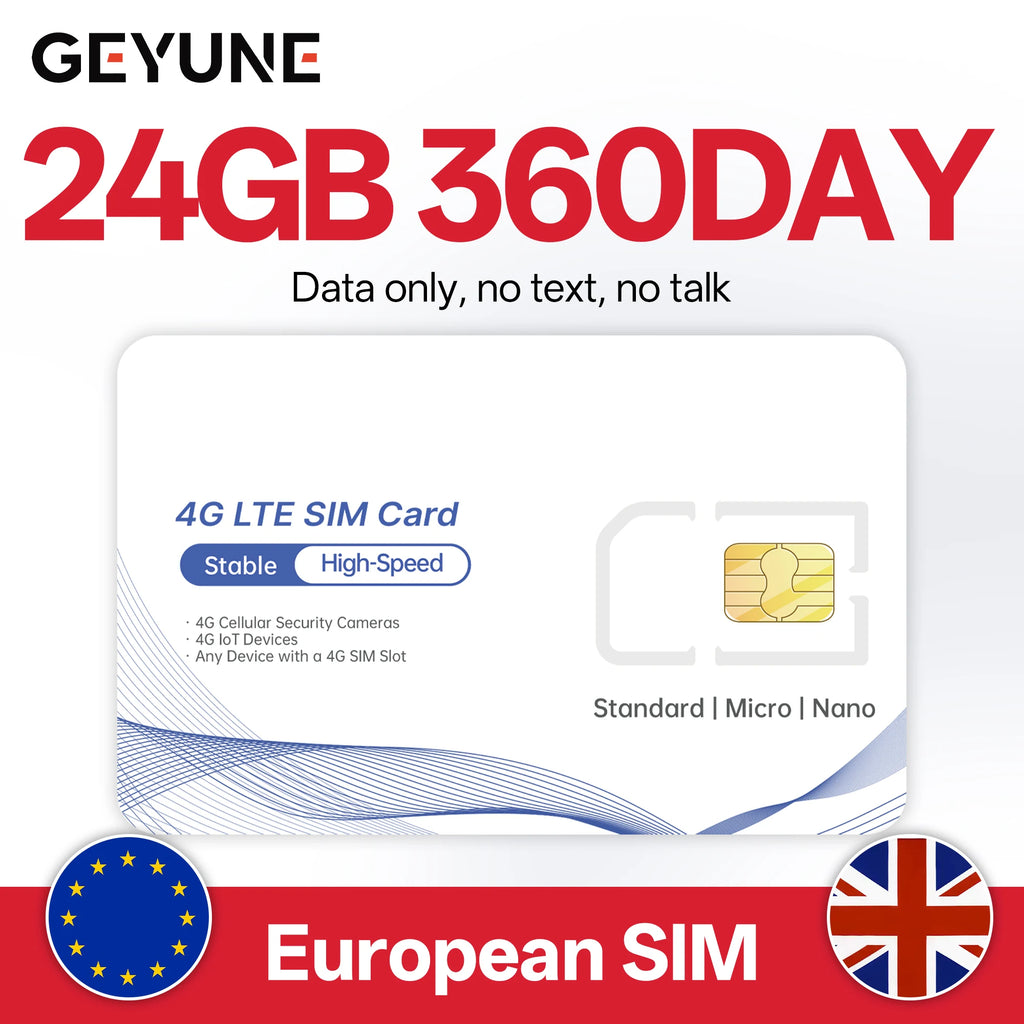 Europe Prepaid Data SlM Card,Coverage in Europe/UK Countries,High-Speed 5G/4G LTE,Data-only SIM Deal for 4G Camera and Travel