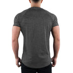 Men Summer Fitness Plain Gym T-shirt Clothing O-Neck Short Sleeve T shirt Cotton Slim Fit Tshirt Bodybuilding Workout Tees Tops