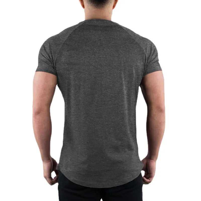 Men Summer Fitness Plain Gym T-shirt Clothing O-Neck Short Sleeve T shirt Cotton Slim Fit Tshirt Bodybuilding Workout Tees Tops