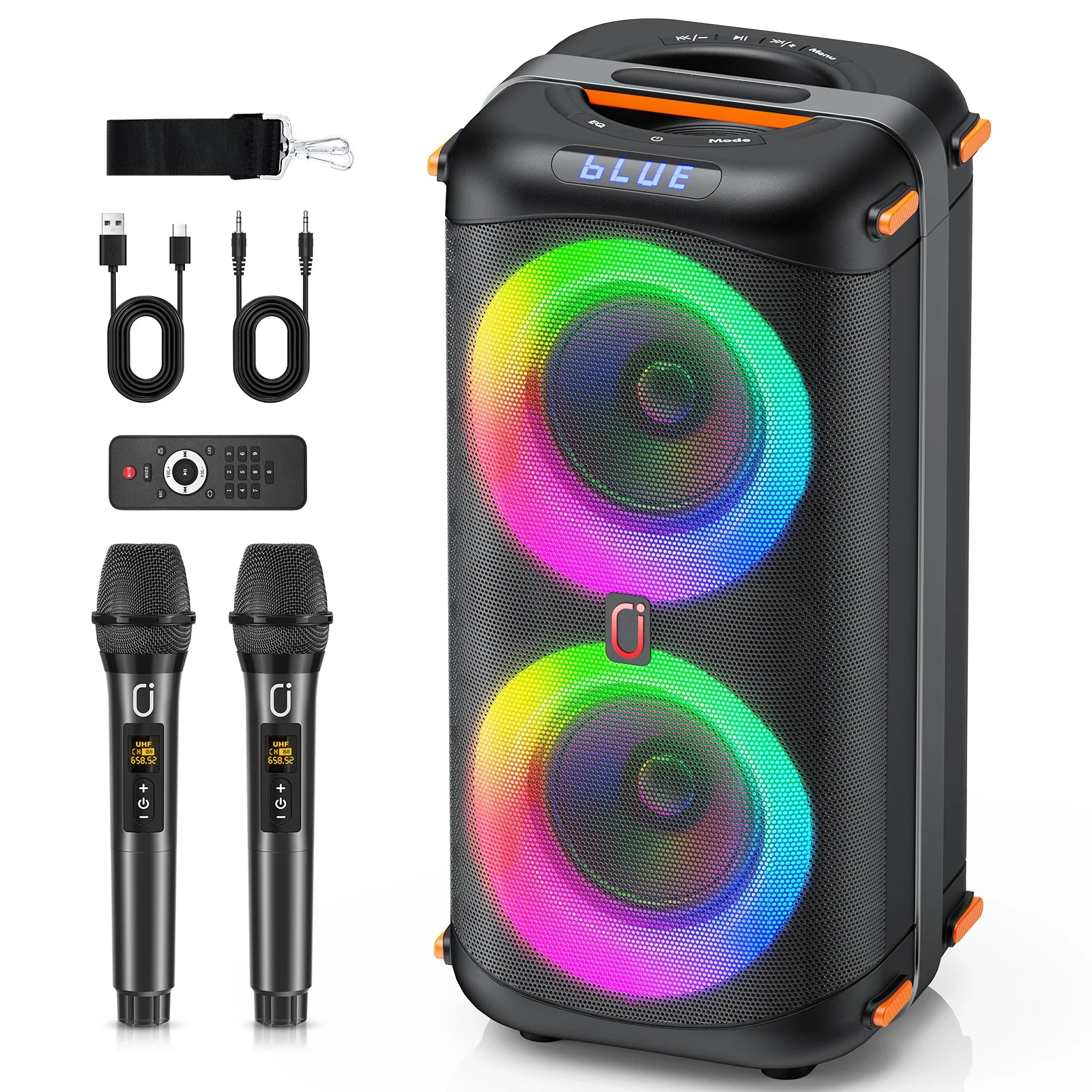 T27 Wireless Bluetooth Speaker, Karaoke Machine with 2 Microphone, Home Karaoke Party Speaker with Led Light Image principale du produit