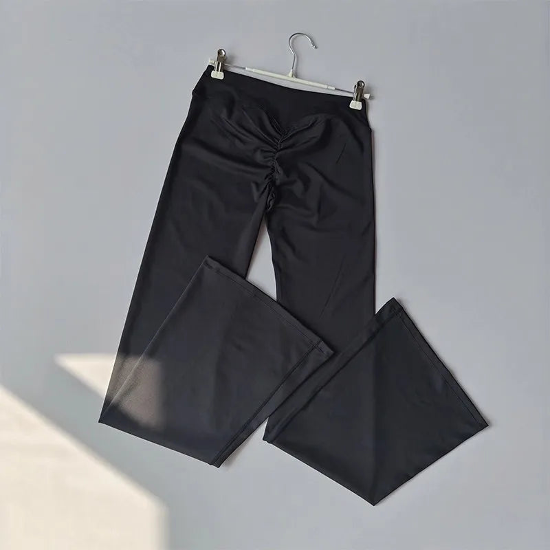 Crossover Flare Yoga Leggings for Women High Waist V Cross Bell Bottoms Tummy Control Yoga Pants Wide leg Fitness Leggings