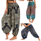 Women's Boho Wide Leg Harem Pants Adult High Waist Yoga Loose Lantern Pants Breathable Beach Trousers Vacation Printed Jagger
