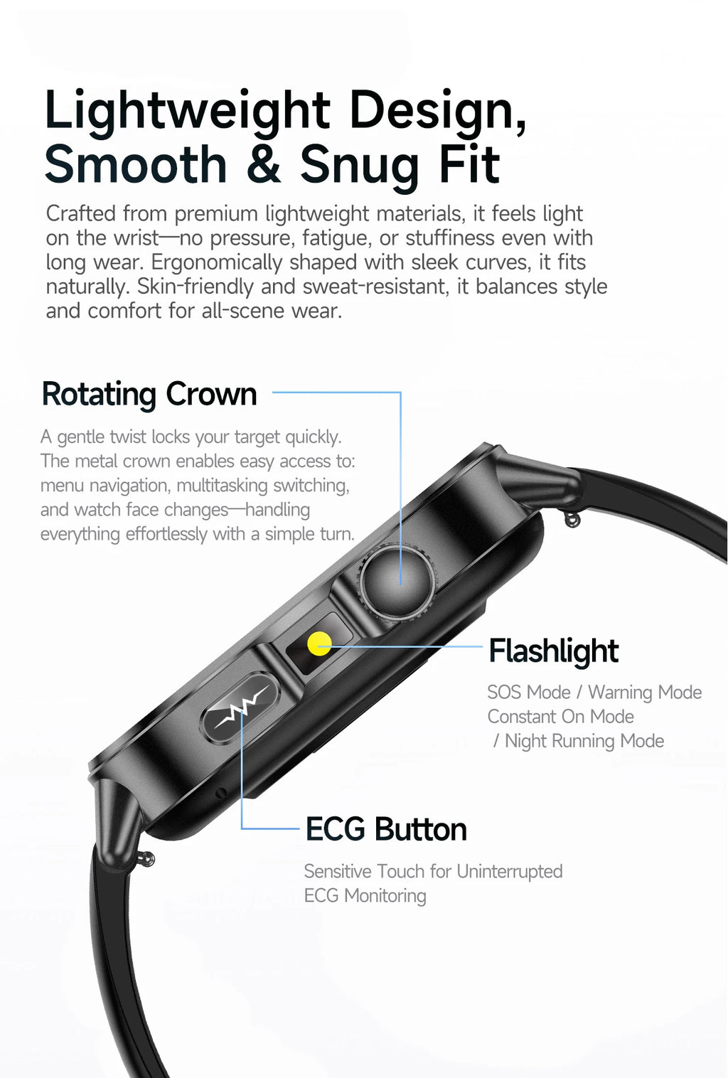 New Precise Health Care Smart Watch ECG+HRV Uric Acid Blood Lipids Emotional Perception Bluetooth Call Smartwatchs For Men Women