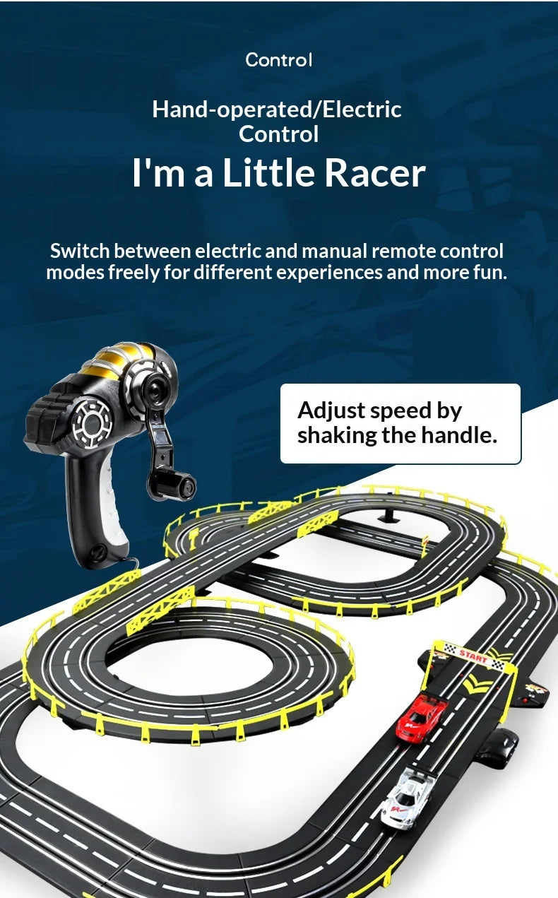Electric Remote Control Slot Car Track Large 2-Player Competitive Dual Mode Remote Adjustable Splicing Kids Adults Gift Toy Set