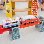 new Wooden Railway Track Set Electric Train Magnetic Car Diecast Slot Fit All Brand Biro Wood Track Assemble Toy Boy Gift