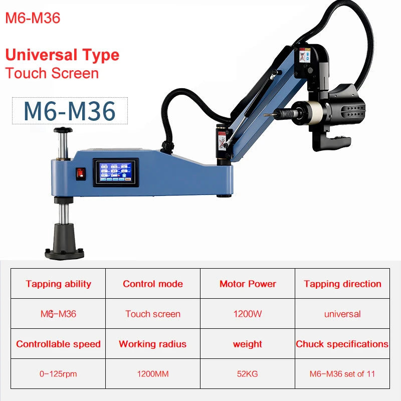 M3-M36 220V CNC Universal Type Servo Electric Tapping Machine Electric Tapper Threading Tool Steel Aluminum Power Drilling