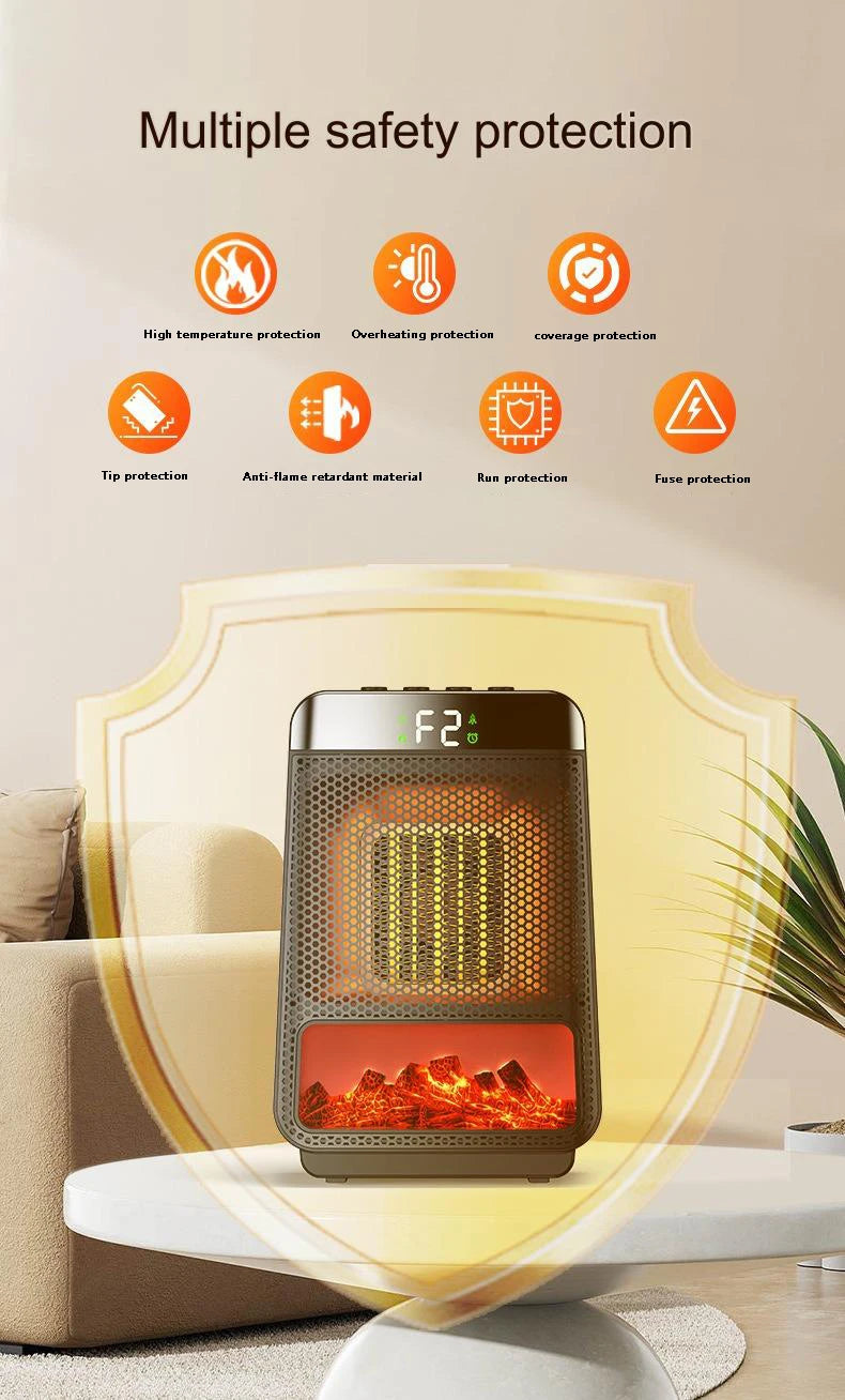 Portable Electric Heater Portable Desktop 1000W PTC Heating Fan Warm Air Blower for Household Office Mini Space Heater