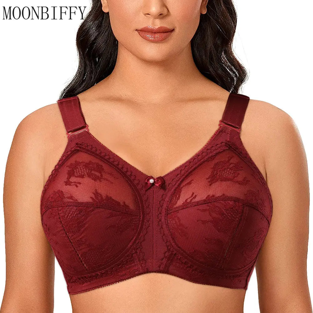 Large Size Sexy Bra for Women Ladies Underwear Translucent Lace Chiffon Wireless Minimizer Lingerie Brassiere Bralette Tops Image principale du produit