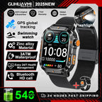 2025New GPS Smart Watch For Xiaomi IOS Military Compass Flashlight Smartwatch Men 10ATM Waterproof 100+Sport Modes BT Call Watch