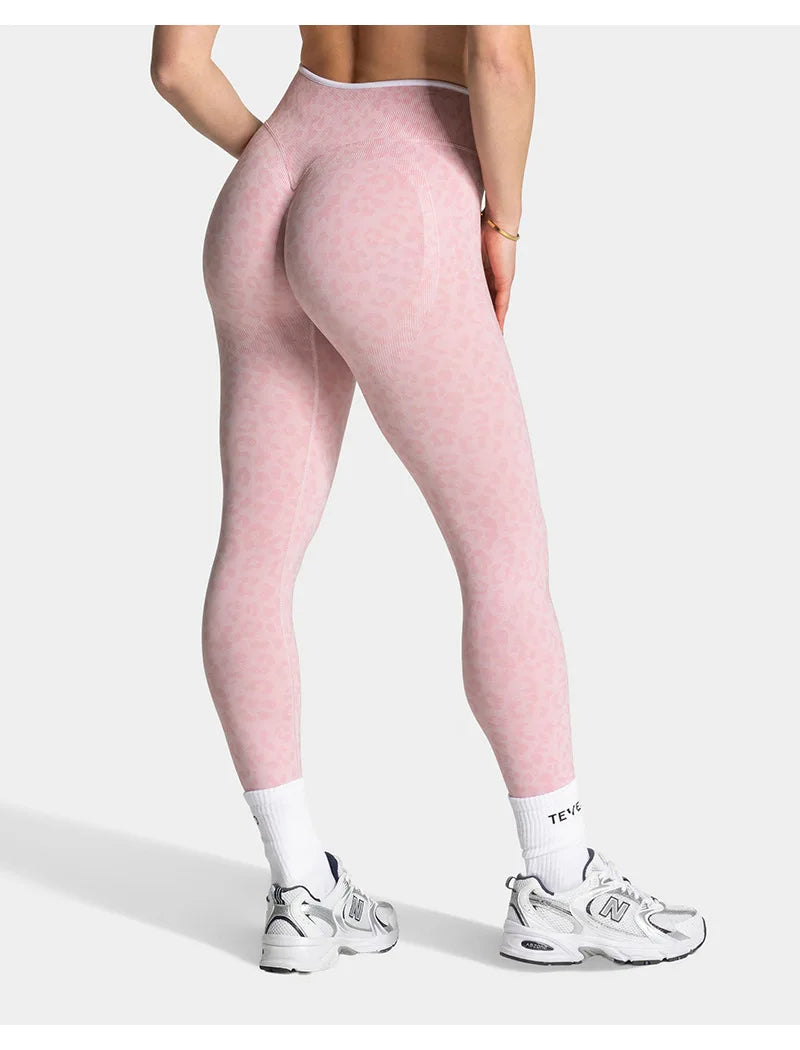 High Waist Leopard Print Yoga Pants, Butt Lifting Tummy Control Leggings 