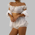 Sexy Lingerie Ruffles Floral Embroidery Women's Underwear Off Shoulder Sexy Bra Set Comfortable Cotton Intimate Underwear Set