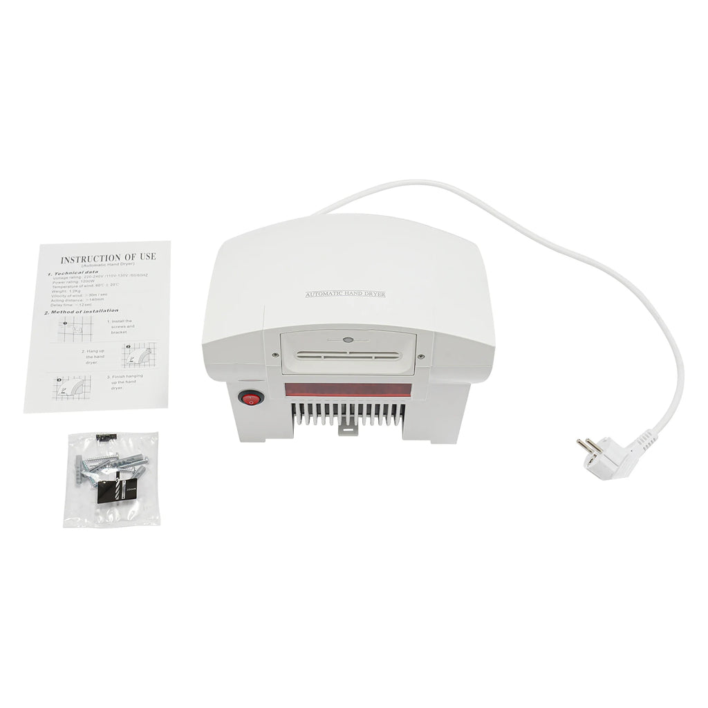 Electric Hand Dryer Compact Wall Mounted Automatic Air Hand Dryer with Infrared Sensor for Commercial Bathroom Hotel and Home