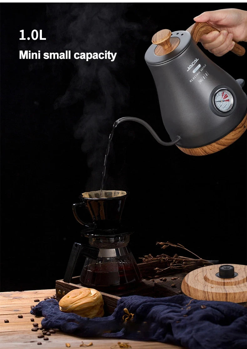 800W Electric Kettle Long Spout Coffee Kettle Tea Pot Hand Brewing Coffee Pot Tea Maker with Temperature Controller 1L