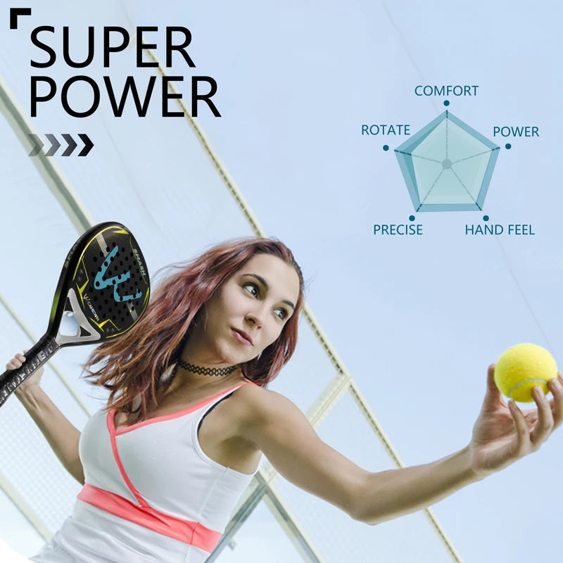 12K Carbon Fiber Padel Racket | with EVA Memory Foam Cotton | New Process Caged Tennis Racket | Board Style Racket Secondary image