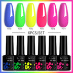 LILYCUTE 7ML 6PCS Neon Gel Nail Polish Set fluorescent Series Color Changing Semi Permanent Soak Off Manicure kit Nail Art Gel