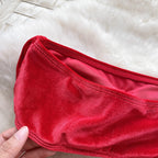SINGREINY Christmas Erotic Lingerie Suits Ladies Strapless Bodycon Short Sleepwear Fashion Velvet Bow Sensual Underwear Sets