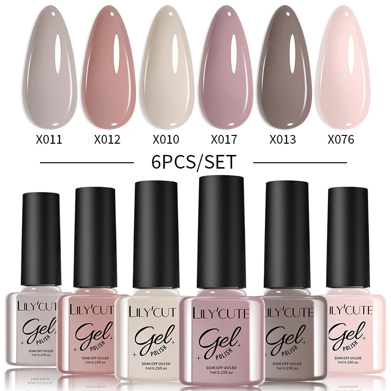 LILYCUTE Nail Gel Polish Set Pink Green Spring DIY Nail Art Design Long Lasting Soak Off UV Gel Manicure Painting Gel Vernis Kit