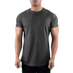 Men Summer Fitness Plain Gym T-shirt Clothing O-Neck Short Sleeve T shirt Cotton Slim Fit Tshirt Bodybuilding Workout Tees Tops